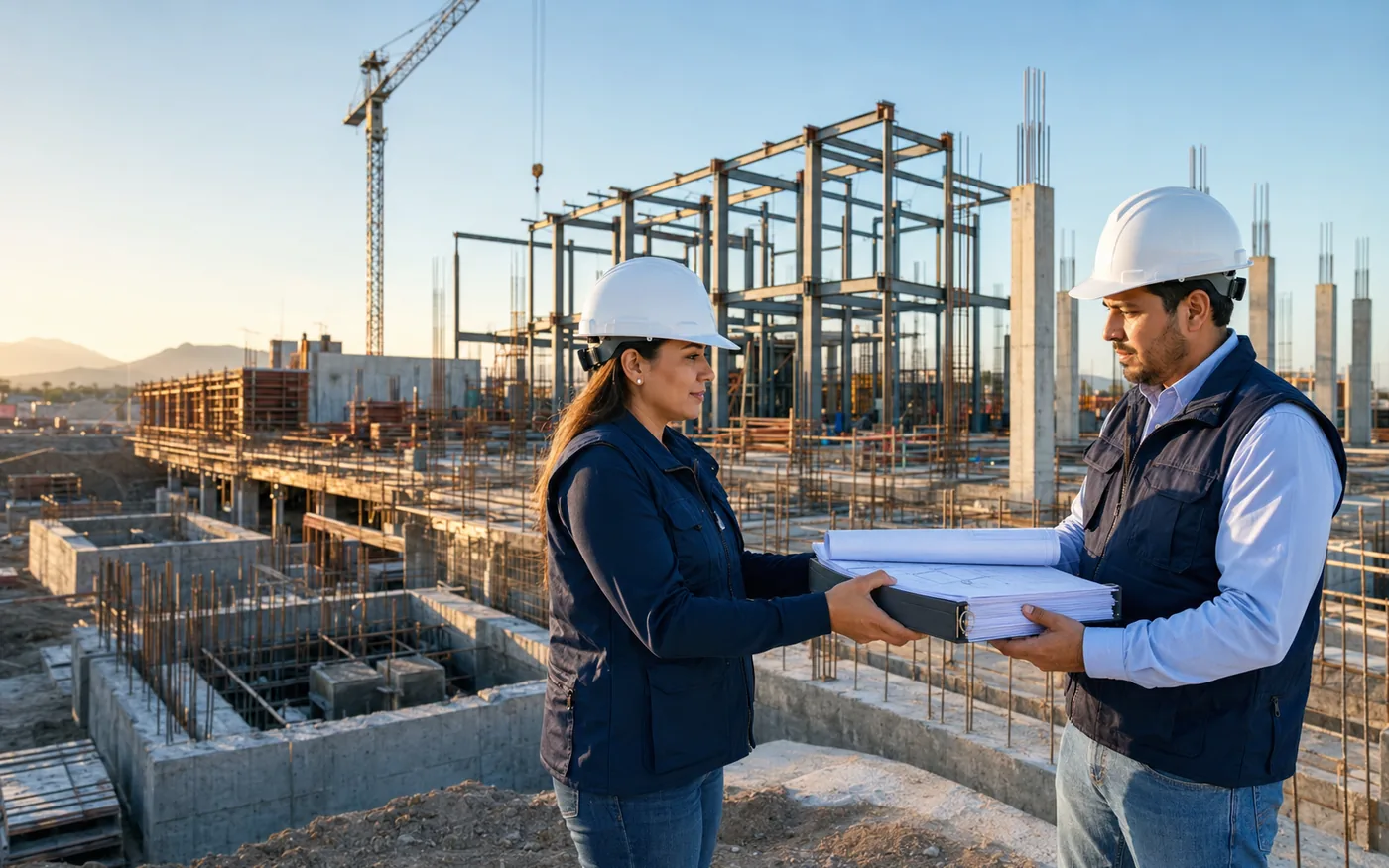 Entrega de proyecto ejecutivo y expediente de gestoría en obra con estructura en proceso